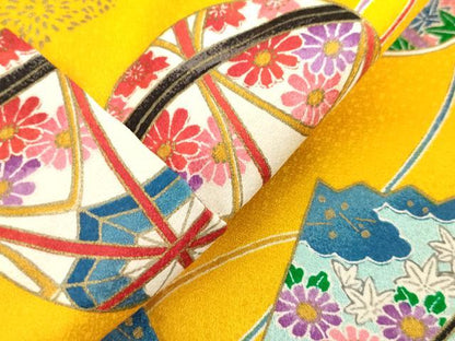 平和屋着物[]七五三　女の子　子供　被布　手毬文　金彩　逸品　DABJ3053ea