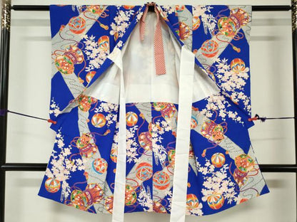 平和屋着物[]七五三　女の子　３歳　祝着　三つ身　鼓鞠文　枝梅　逸品　DABJ3058ea