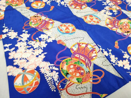 平和屋着物[]七五三　女の子　３歳　祝着　三つ身　鼓鞠文　枝梅　逸品　DABJ3058ea