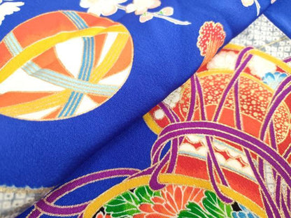 平和屋着物[]七五三　女の子　３歳　祝着　三つ身　鼓鞠文　枝梅　逸品　DABJ3058ea