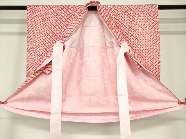平和屋着物[]七五三　女の子　３歳　祝着　三つ身　蜘蛛絞り　総絞り　逸品　DABJ3060ea