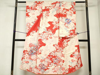 平和屋着物[]七五三　女の子　７歳　祝着　四つ身　駒刺繍　鈴花文　松竹梅　金彩　逸品　DABJ3064ea