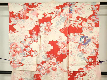平和屋着物[]七五三　女の子　７歳　祝着　四つ身　駒刺繍　鈴花文　松竹梅　金彩　逸品　DABJ3064ea