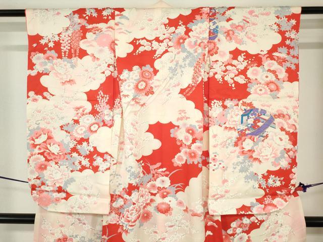 平和屋着物[]七五三　女の子　７歳　祝着　四つ身　駒刺繍　鈴花文　松竹梅　金彩　逸品　DABJ3064ea