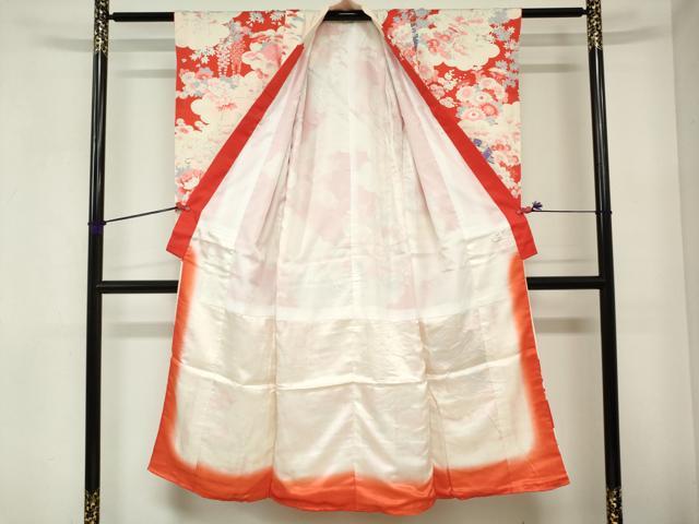 平和屋着物[]七五三　女の子　７歳　祝着　四つ身　駒刺繍　鈴花文　松竹梅　金彩　逸品　DABJ3064ea