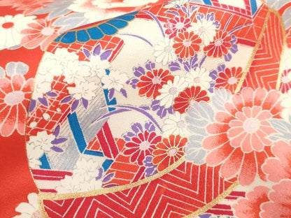 平和屋着物[]七五三　女の子　７歳　祝着　四つ身　駒刺繍　鈴花文　松竹梅　金彩　逸品　DABJ3064ea