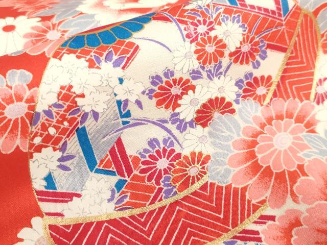 平和屋着物[]七五三　女の子　７歳　祝着　四つ身　駒刺繍　鈴花文　松竹梅　金彩　逸品　DABJ3064ea
