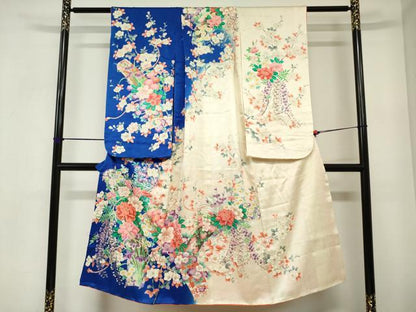 平和屋着物[]七五三　女の子　７歳　祝着　四つ身　駒刺繍　楽器花文　金彩　逸品　DABJ3065ea