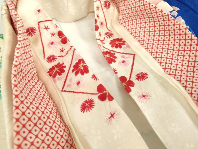 平和屋着物[]七五三　女の子　７歳　祝着　四つ身　駒刺繍　楽器花文　金彩　逸品　DABJ3065ea