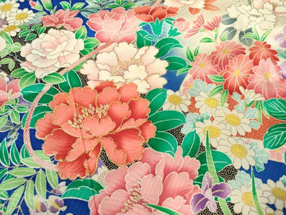 平和屋着物[]七五三　女の子　７歳　祝着　四つ身　駒刺繍　楽器花文　金彩　逸品　DABJ3065ea