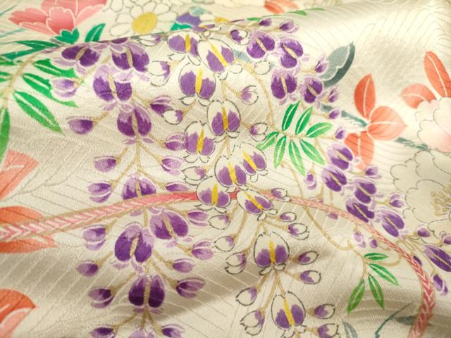平和屋着物[]七五三　女の子　７歳　祝着　四つ身　駒刺繍　楽器花文　金彩　逸品　DABJ3065ea