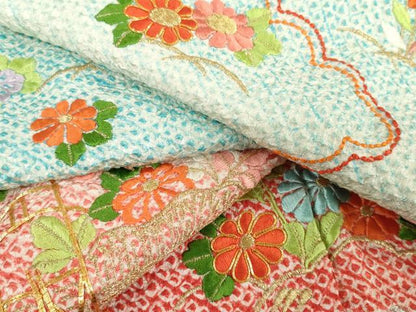 平和屋着物[]七五三　女の子　７歳　祝着　四つ身　駒刺繍　総絞り　籬花文　松竹梅　金銀糸　逸品　DABJ3066ea