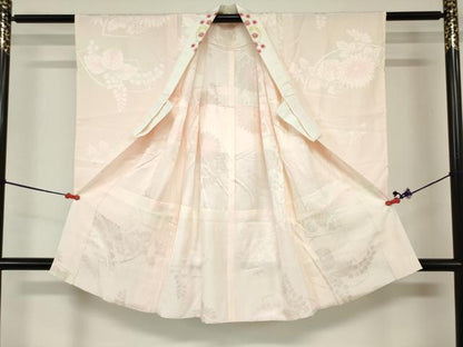 平和屋着物[]女の子　子供　長襦袢　袷　地紙桐花地紋　暈し染め　半衿刺繍　逸品　DABJ3071ea