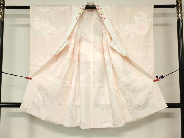 平和屋着物[]女の子　子供　長襦袢　袷　地紙桐花地紋　暈し染め　半衿刺繍　逸品　DABJ3071ea