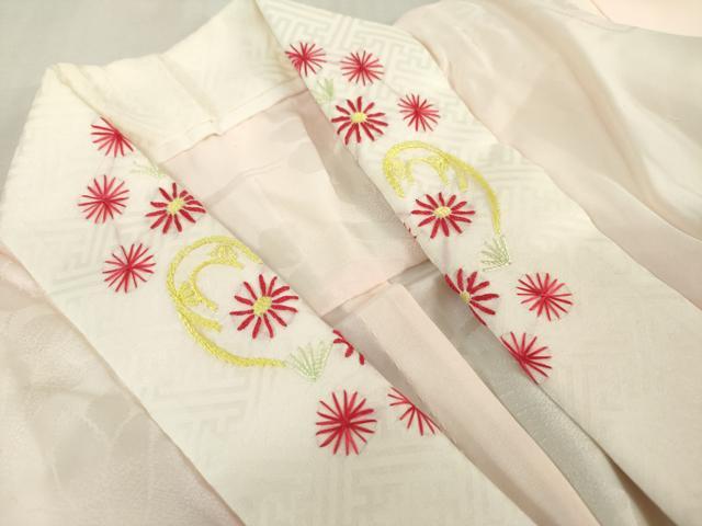 平和屋着物[]女の子　子供　長襦袢　袷　地紙桐花地紋　暈し染め　半衿刺繍　逸品　DABJ3071ea