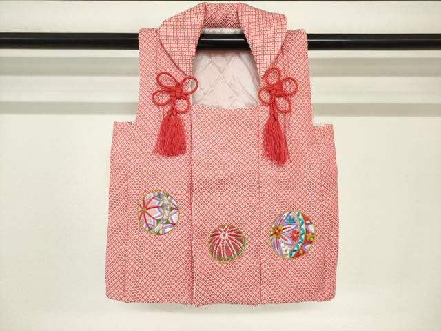 平和屋着物[]七五三　女の子　子供　被布　総刺繍　手毬文　DABJ3072ea