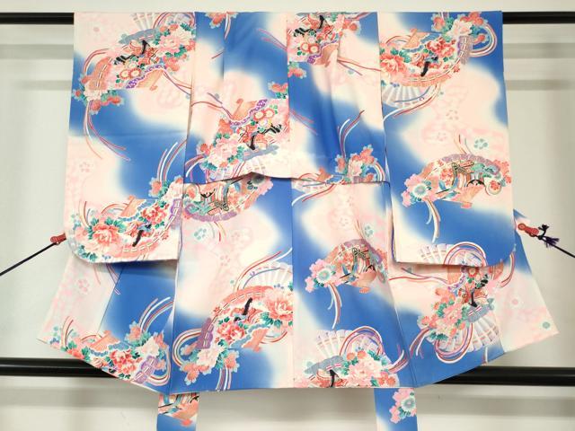 平和屋着物[]七五三　女の子　３歳　祝着　三つ身　檜扇女人花文　金彩　逸品　DABJ3075ea
