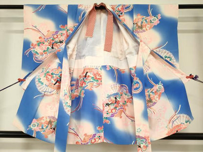 平和屋着物[]七五三　女の子　３歳　祝着　三つ身　檜扇女人花文　金彩　逸品　DABJ3075ea