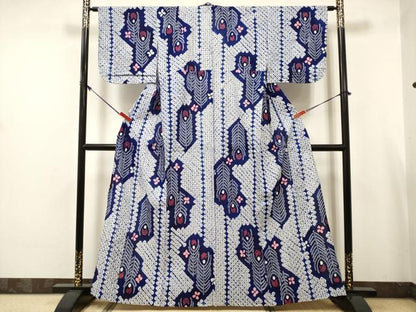 平和屋着物∴夏物　浴衣　有松鳴海絞り　松葉間道　綿　逸品　DABJ3091ea