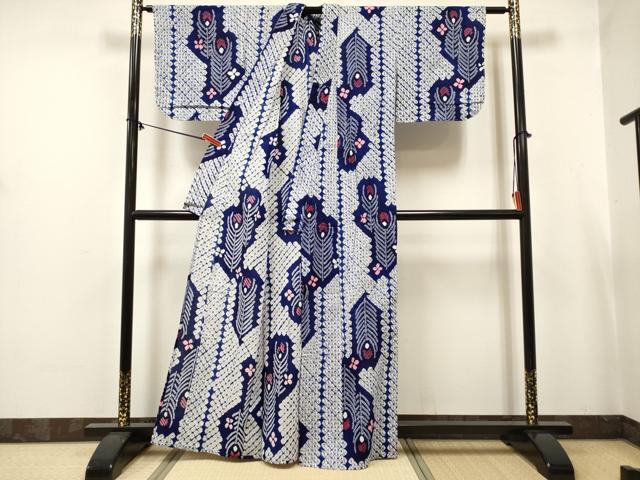 平和屋着物∴夏物　浴衣　有松鳴海絞り　松葉間道　綿　逸品　DABJ3091ea