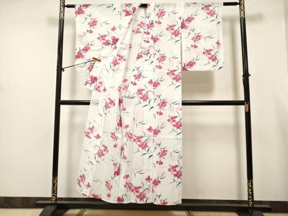 平和屋着物＊夏物　小紋　紗　蘭　DABJ3099ea
