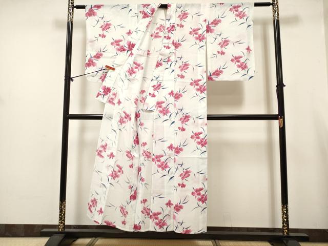平和屋着物＊夏物　小紋　紗　蘭　DABJ3099ea