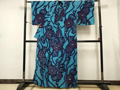 平和屋着物∴夏物　浴衣　有松鳴海絞り　花繋ぎ　綿　逸品　DABJ3105ea