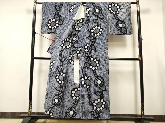 平和屋着物∴夏物　浴衣　有松鳴海絞り　向日葵　綿　逸品　DABJ3106ea