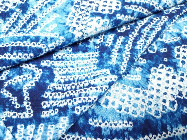 平和屋着物∴夏物　浴衣　有松鳴海絞り　立波楓文　綿　逸品　DABJ3109ea