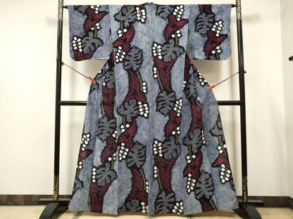 平和屋着物∴夏物　浴衣　有松鳴海絞り　モンステラ　綿　逸品　DABJ3111ea