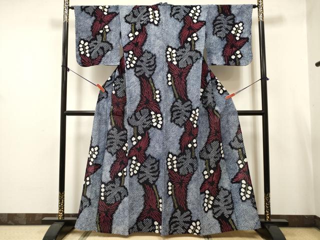 平和屋着物∴夏物　浴衣　有松鳴海絞り　モンステラ　綿　逸品　DABJ3111ea