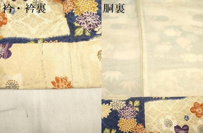 平和屋着物[]女の子　子供　長襦袢　袷　エ霞笹花文　逸品　DABJ3116ea