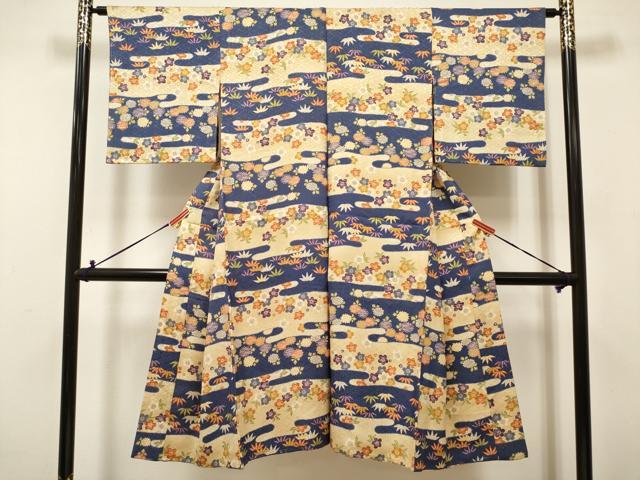 平和屋着物[]女の子　子供　長襦袢　袷　エ霞笹花文　逸品　DABJ3116ea