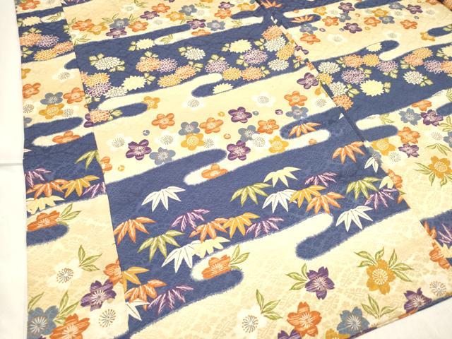 平和屋着物[]女の子　子供　長襦袢　袷　エ霞笹花文　逸品　DABJ3116ea