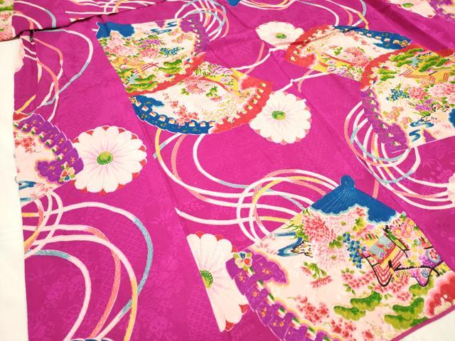 平和屋着物[]アンティーク　大正ロマン　女の子　７歳　祝着　四つ身　檜扇花文　逸品　DABJ3118ea