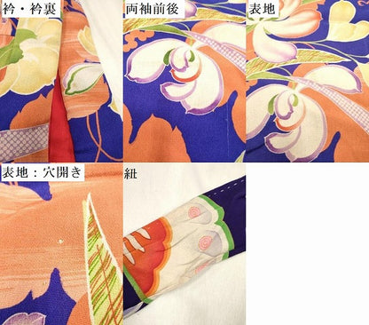 平和屋着物[]アンティーク　大正ロマン　七五三　女の子　３歳　祝着　三つ身　草花文　逸品　DABJ3119ea