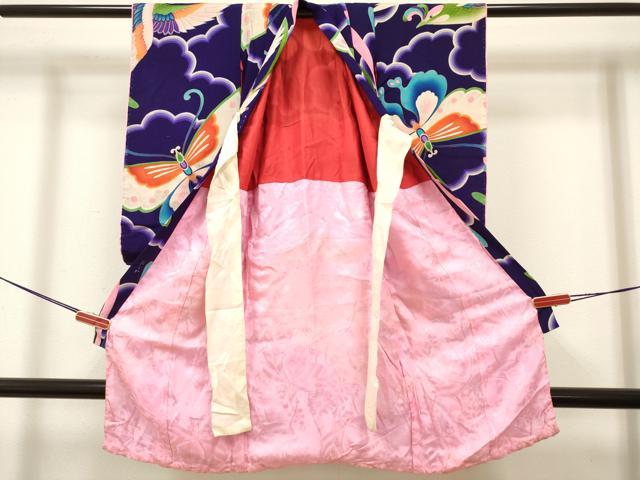 平和屋着物[]アンティーク　大正ロマン　お宮参り　女の子　祝着　産着　初着　のしめ　舞蝶文　逸品　DABJ3121ea