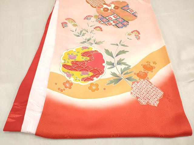 平和屋着物[]お宮参り　女の子　祝着　産着　初着　のしめ　雪輪花文　金彩　逸品　DABJ3124ea