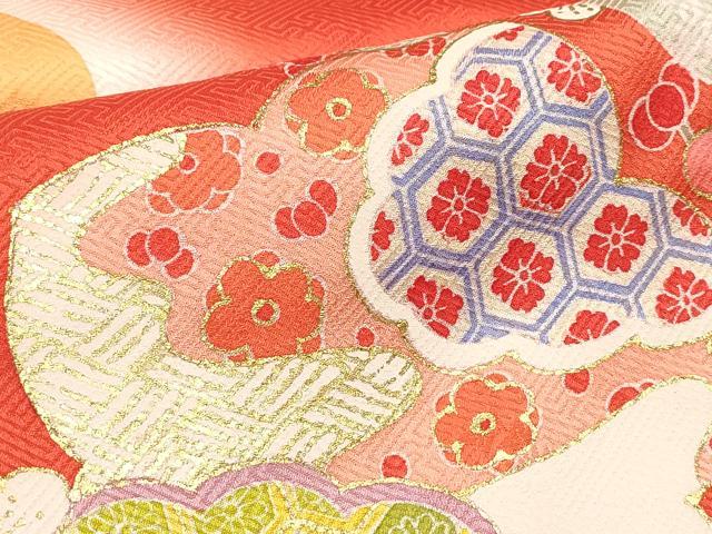 平和屋着物[]お宮参り　女の子　祝着　産着　初着　のしめ　雪輪花文　金彩　逸品　DABJ3124ea