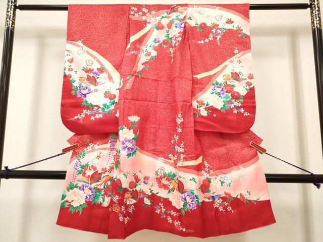 平和屋着物[]七五三　女の子　３歳　祝着　三つ身　鴛鴦花文　金彩　逸品　DABJ3125ea