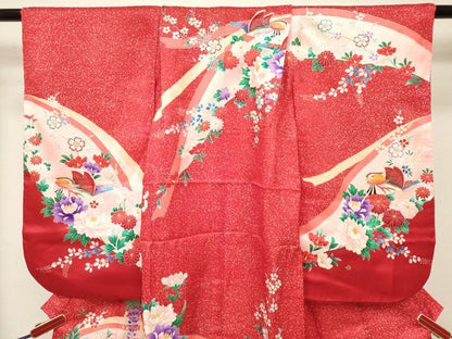 平和屋着物[]七五三　女の子　３歳　祝着　三つ身　鴛鴦花文　金彩　逸品　DABJ3125ea