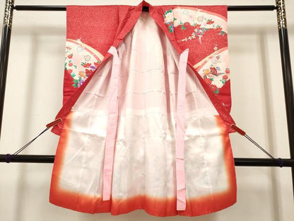 平和屋着物[]七五三　女の子　３歳　祝着　三つ身　鴛鴦花文　金彩　逸品　DABJ3125ea