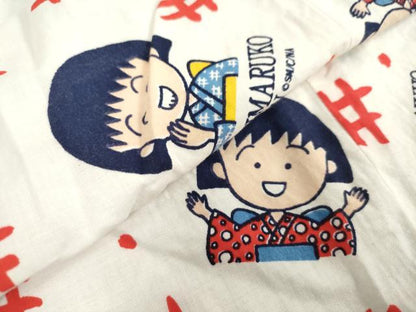 平和屋着物＊夏物　浴衣　女の子　子供　さくらももこ　ちびまる子ちゃん　井桁　日本製　綿　DABJ3127ea