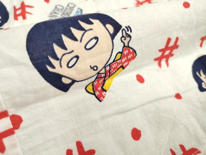 平和屋着物＊夏物　浴衣　女の子　子供　さくらももこ　ちびまる子ちゃん　井桁　日本製　綿　DABJ3127ea