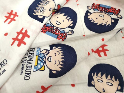 平和屋着物＊夏物　浴衣　女の子　子供　さくらももこ　ちびまる子ちゃん　井桁　日本製　綿　DABJ3127ea