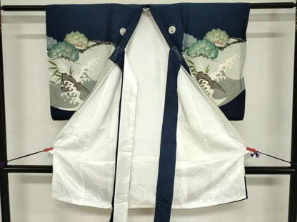 平和屋着物[]お宮参り　男の子　祝着　産着　初着　のしめ　鯉　立波松文　金彩　逸品　DABJ3132ea