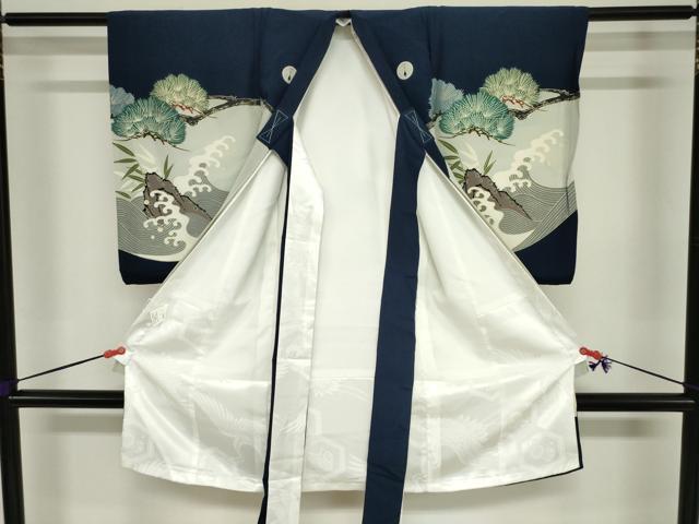 平和屋着物[]お宮参り　男の子　祝着　産着　初着　のしめ　鯉　立波松文　金彩　逸品　DABJ3132ea