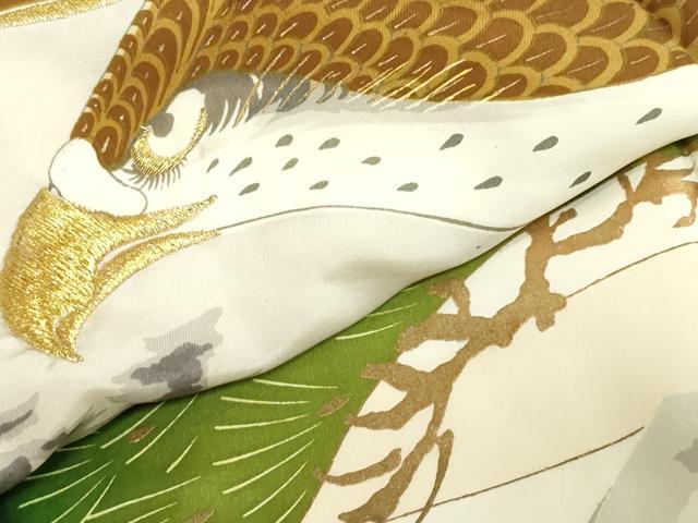 平和屋着物[]お宮参り　男の子　祝着　産着　初着　のしめ　刺繍　鷹　鷲　笠松文　金彩　逸品　DABJ3133ea