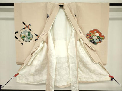 平和屋着物[]お宮参り　男の子　祝着　産着　初着　のしめ　鷹　鷲　天井花文　逸品　DABJ3135ea