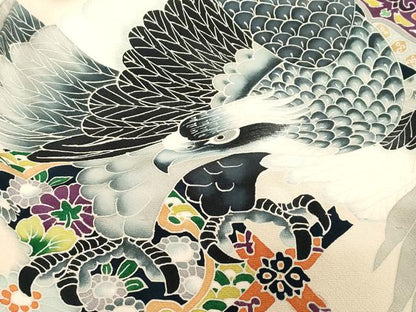 平和屋着物[]お宮参り　男の子　祝着　産着　初着　のしめ　鷹　鷲　天井花文　逸品　DABJ3135ea